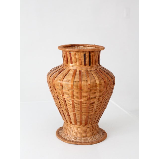 Brown Vintage Wicker Vase Basket For Sale - Image 8 of 9