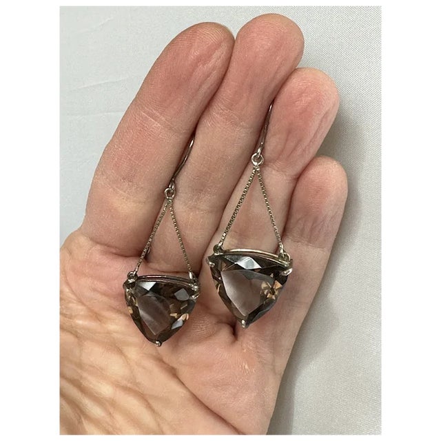 Contemporary Sterling and Quartz Earrings, A Pair For Sale - Image 3 of 9