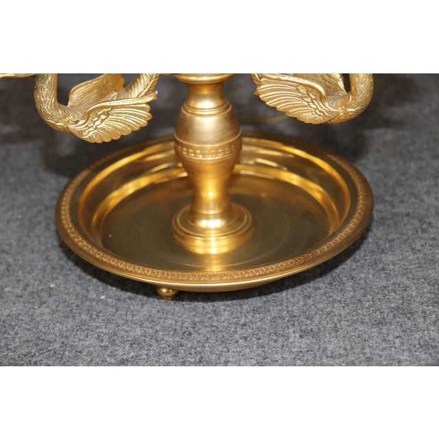 French Empire Style Bouillotte Lamp With Blue Tole Shade and Gilt Bronze For Sale - Image 9 of 10