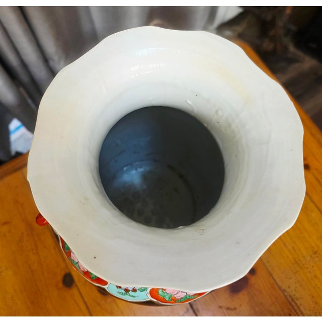 Chinese Vintage Chinese Famille Noire Porcelain Baluster Vase on Stand For Sale - Image 3 of 8