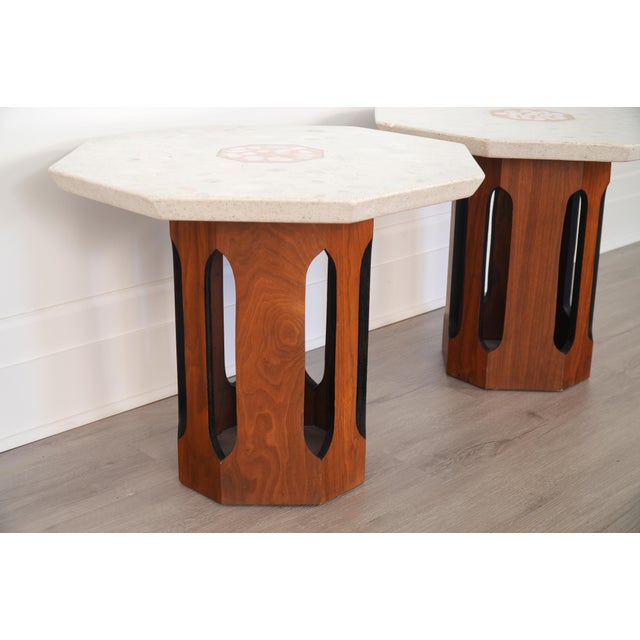 Wood Pair Harvey Probber Terazzo & Walnut Side Tables For Sale - Image 7 of 10