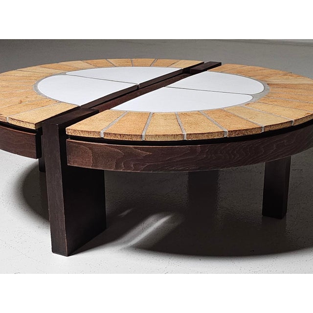 Ceramic and Oak Eucalyptus Coffee Table by Roger Capron, 1970s For Sale - Image 6 of 11