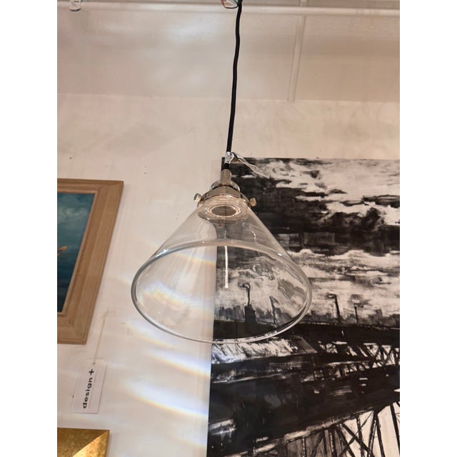 Restoration Hardware 20th C. Factory Filament Clear Glass Barn Pendant For Sale - Image 11 of 13