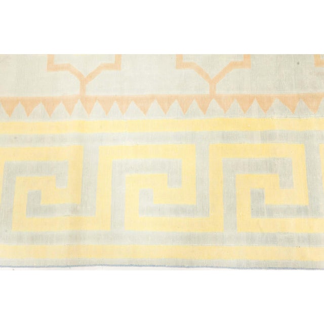 Vintage Indian Dhurrie Rug with Geometric Allover Design Size: 18'2" × 18'2" (553 × 553 cm) This vintage Indian Dhurrie...