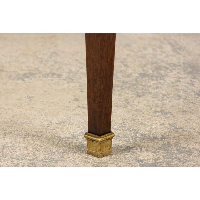French Louis XVI Style Mahogany Coffee Table With Brass Sabots, Mid-20th Century For Sale - Image 9 of 16