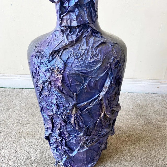Black Postmodern Black, Blue and Purple Paper Mache Vase For Sale - Image 8 of 9