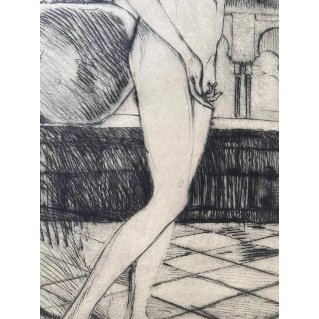 Antique Potrait Etching of Female Nude With Bowl by Ellsworth Woodward For Sale - Image 4 of 8