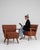 Pair of Mid-Century Modern Upholstered Armchairs Burnt Orange For Sale In Greensboro - Image 6 of 14