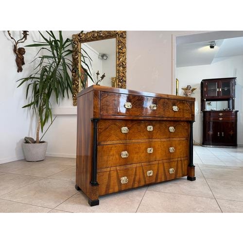 Antique Biedermeier Writing Desk in Walnut For Sale - Image 3 of 16