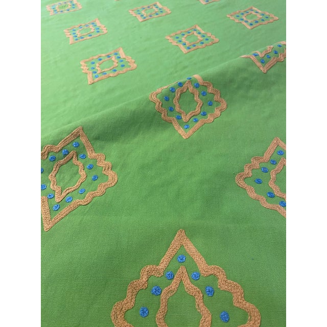 Designers Guilds Minakari Lime Embroidered Fabric - 2 Yard Piece For Sale