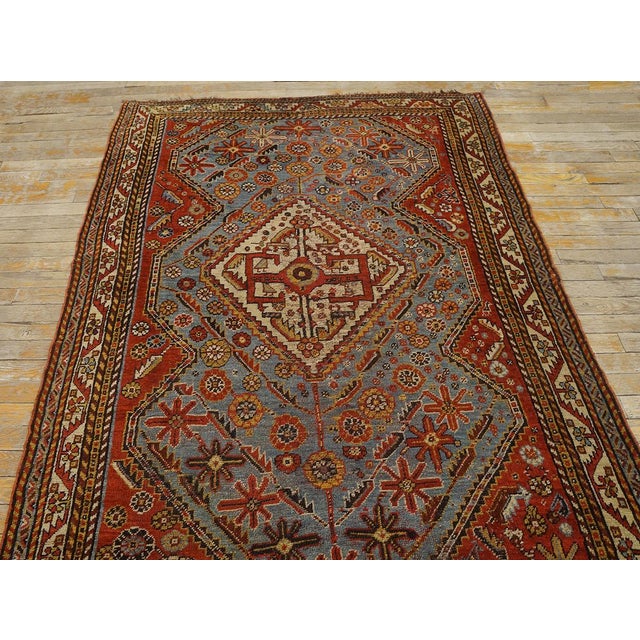 19th Century S. Persian Ghashgaie Rug ( 4'2" x 6'2" - 127 x 188 ) Antique khamse Persian Knotted Rug, Circa Date: 1890s....