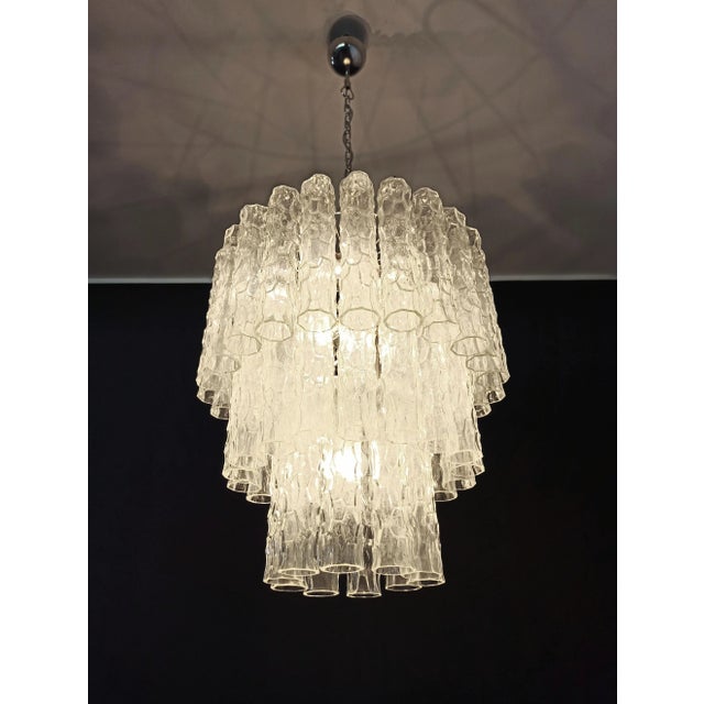 Large 3-Tier Murano Glass Tubular Chandelier, 1980s For Sale - Image 13 of 18