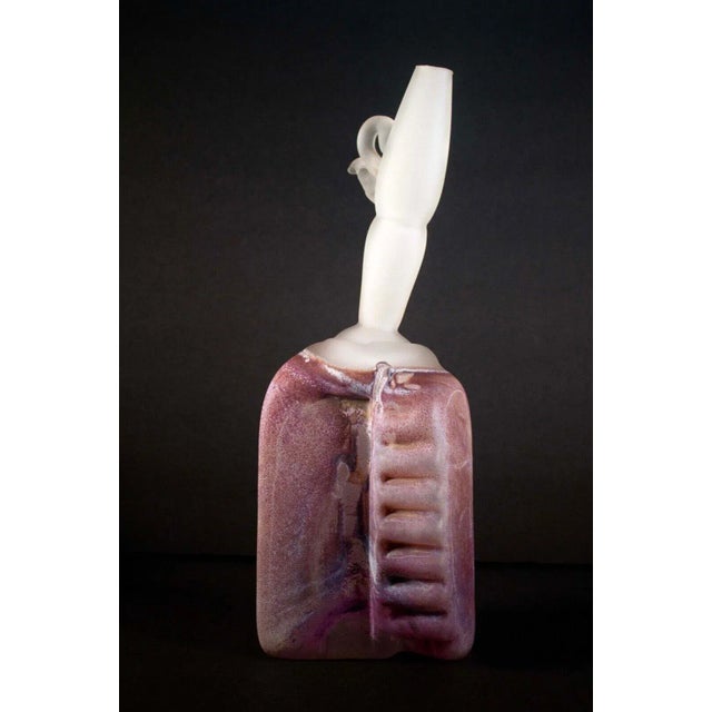 Late 20th Century Late 20th Century Bernie D’Onofrio Contemporary Hand-Blown Sculpted Purple & Frosted Etched Glass For Sale - Image 5 of 12
