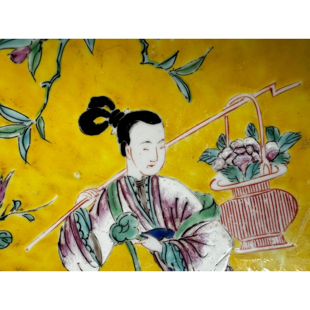 Antique Japanese Meiji Period Famille Jaune Porcelain Charger Plate by Yamatoku For Sale - Image 10 of 15