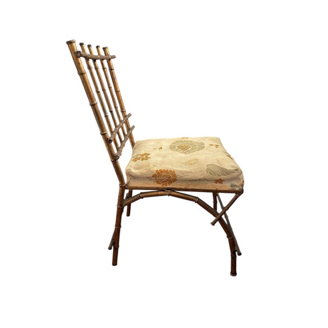 Vintage Italian, Faux, Bamboo Gold Ballroom or Accent Chair For Sale - Image 4 of 8