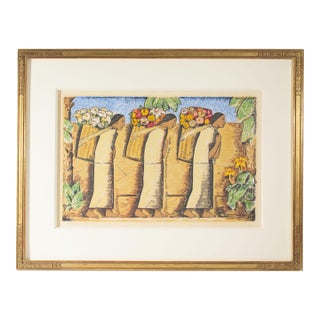 “Vendedoras De Flores ” Serigraph Print by Alfredo Ramon Martinez For Sale