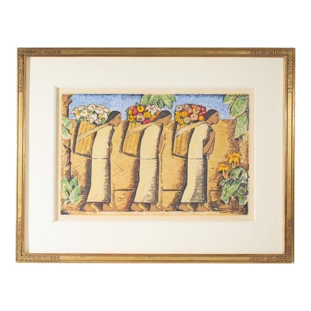 “Vendedoras De Flores ” Serigraph Print by Alfredo Ramon Martinez For Sale