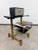 Hollywood Regency Hungarian Postmodern Brass and Smoked Glass Rolling Hi-Fi Media Stand, 1970s For Sale - Image 3 of 13