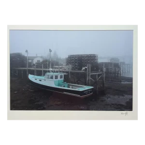 Original Sam Murfitt ' Silver Dollar' Boat Maine Fishing Traps Dock Photograph