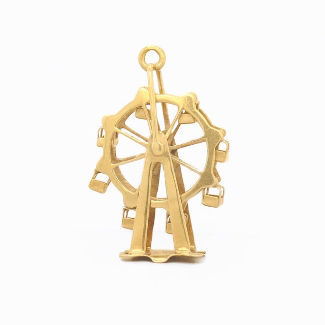 Metal Antique Austrian 14k Gold Figural Ferris Wheel Charm for a Bracelet For Sale - Image 7 of 10