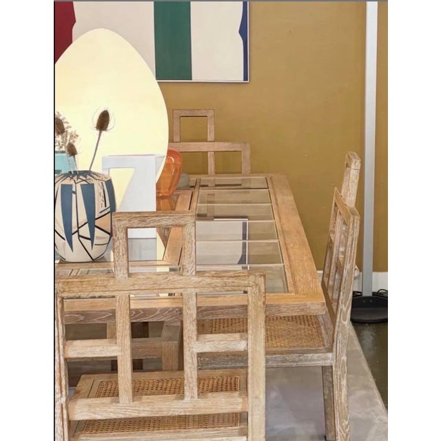 1970s Vintage Chairs and Dining Table in Limed Oak by Jean Michel Wilmotte, 1970s, Set of 7 For Sale - Image 5 of 10