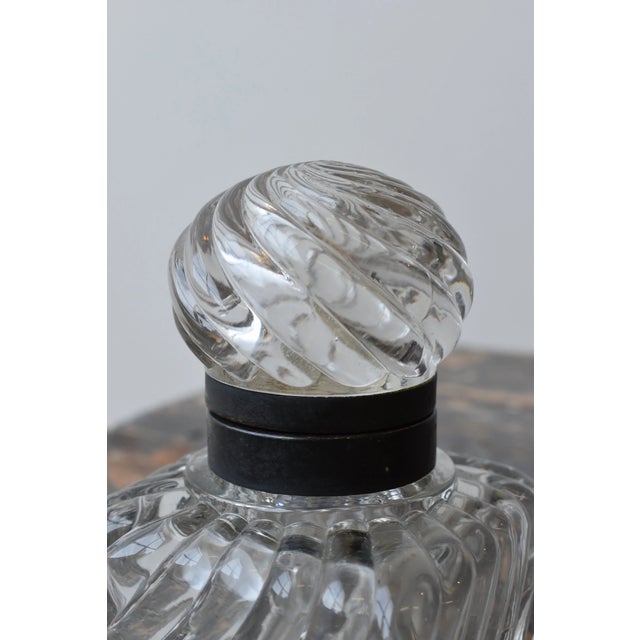 Art Deco Vintage Swirling Cast Glass + Metal Inkwell, Circa Late 19th - Early 20th Century For Sale - Image 3 of 13