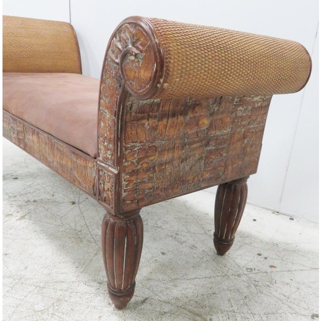 Rustic Wood & Leather Bench Chairish