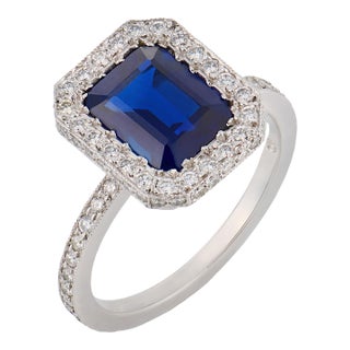 Gia 1.50 Carat No Heat Sapphire Diamond Platinum Engagement Ring, Size 3.25 For Sale