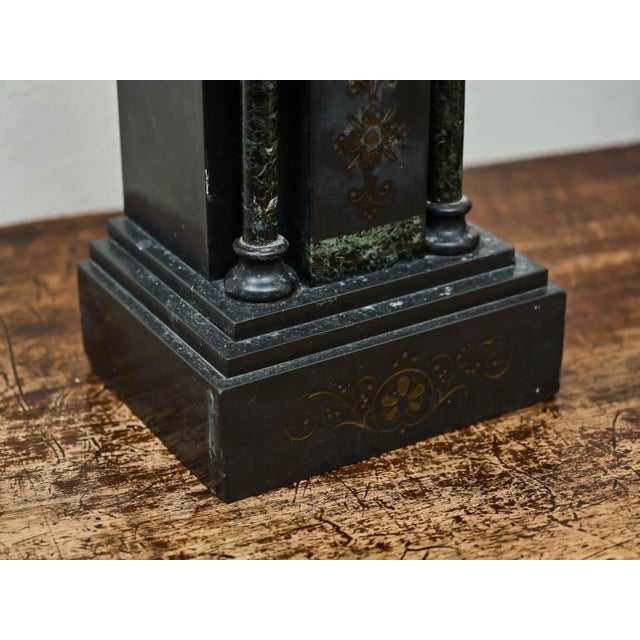 1920s Antique Art Deco Mantel Clock in Marble, 1920s, Set of 3 For Sale - Image 5 of 12