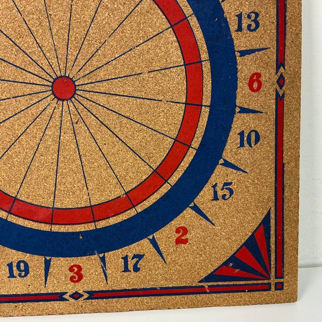 Camel 1940s Americana Boho Chic Square Wall Mounted Cork Dart Board For Sale - Image 8 of 8