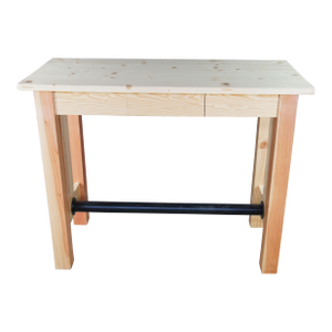 Late 20th Century Rustic Natural Pine Farmhouse Workbench Tall Desk Footrest Hall Table Console