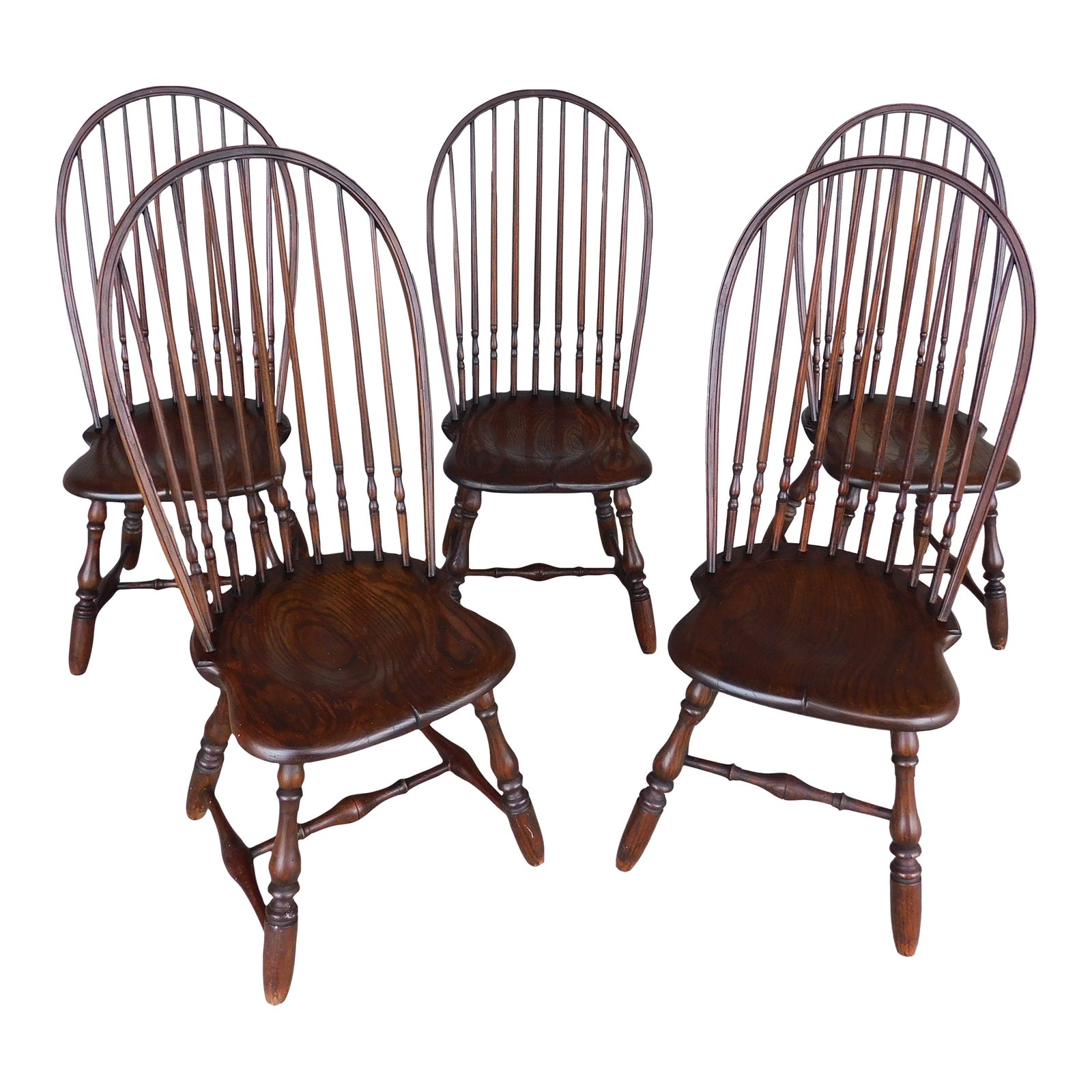 Vintage Chestnut High Hoop Back Bow Back Windsor Style Side Chairs ...