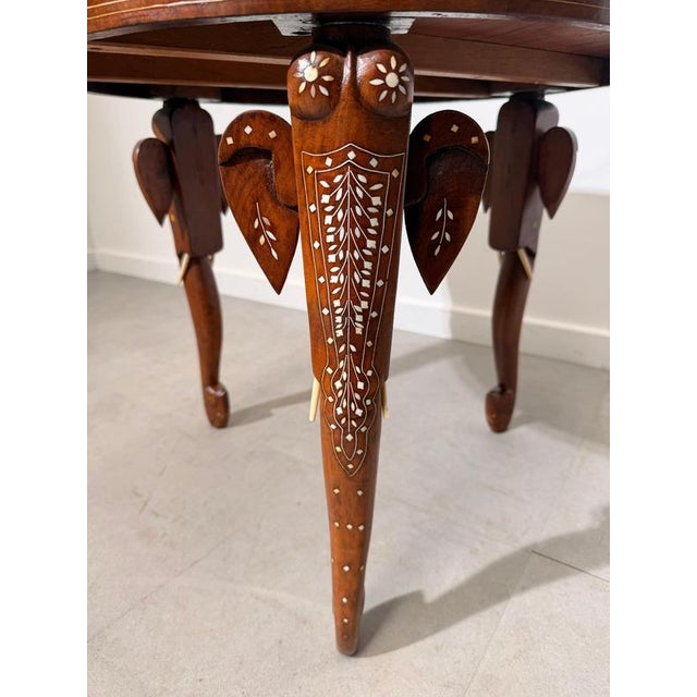 Indian Round Side Table in Wood For Sale - Image 5 of 8