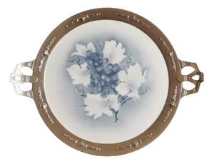 Art Deco Chrome Porcelain White Metal Cake Plate