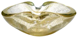 Seguso Murano Gold Glass Big Bowl, 1960s