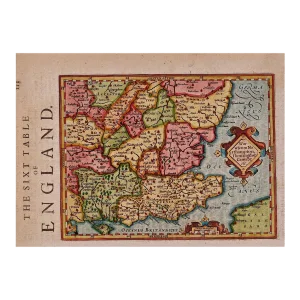 17th Century Hand-Colored Map of Southeastern England by Mercator and Hondius