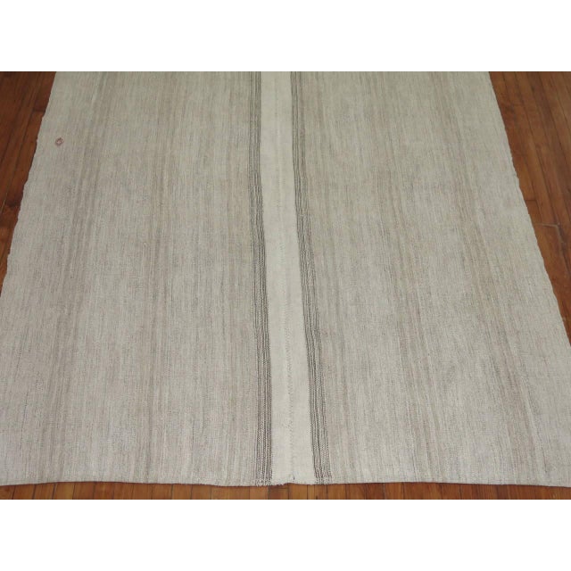 Mid-Century handmade Turkish Kilim in grays and ivory.