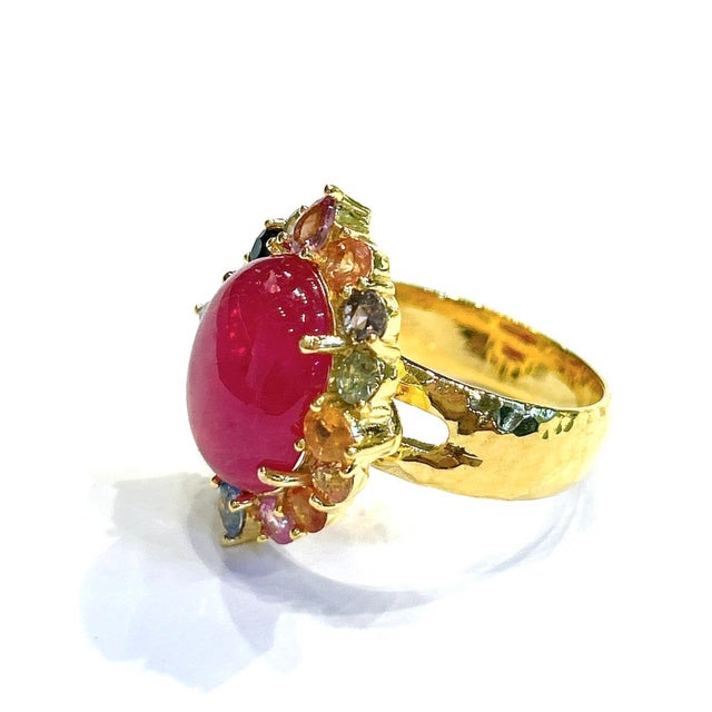Bochic "Orient" Vintage Multi Sapphire & Ruby Ring Set In 18K Gold & Silver For Sale - Image 18 of 18