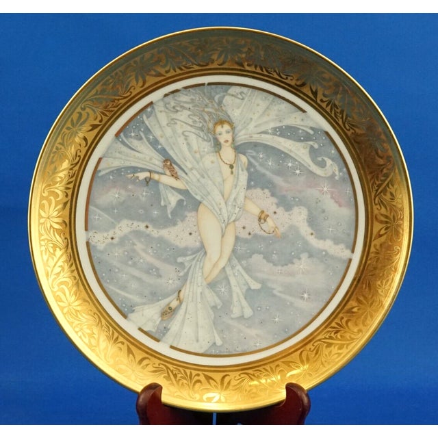 Art Nouveau Style Porcelain Plates with Ladies Motif and Gilt Edges by Umberto Banchelli for Manufacture Seltmann Weiden, Bavaria, 1980s, Set of 4 For Sale - Image 6 of 18