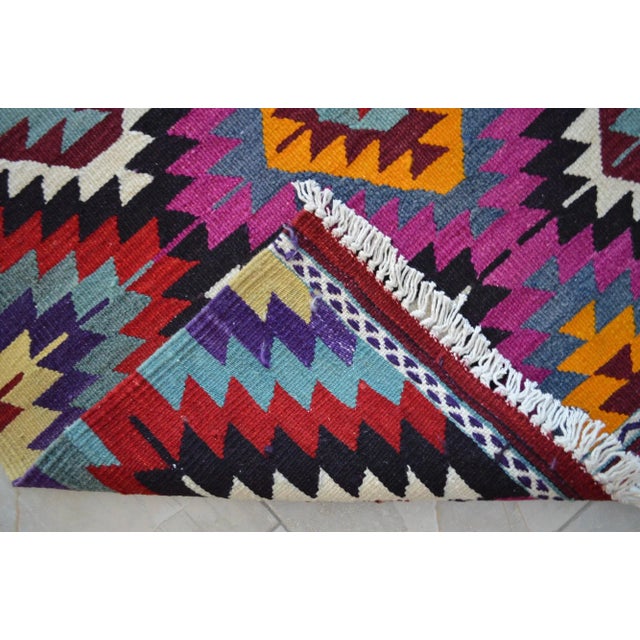 Vintage Turkish Hand-Made Kilim Rug - 3′5″ × 4′5″ For Sale - Image 10 of 11