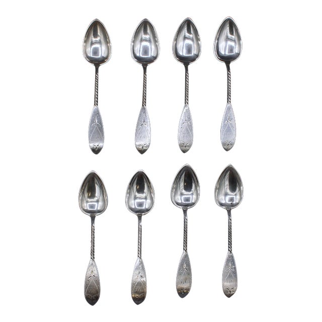 C. 1848-1865 Set of 8 Sterling Silver Teaspoons by Bailey & Co. For Sale