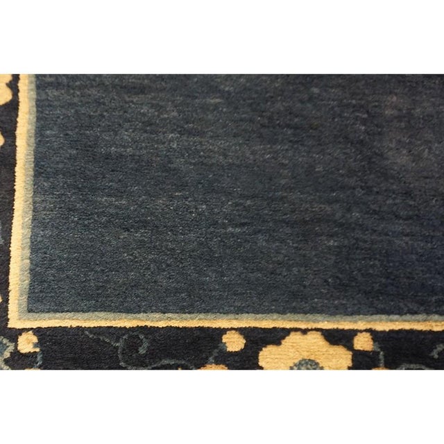 1920s 1920s Blue Ground Open Field Floral Antique Chinese Peking Runner Knotted Rug For Sale - Image 5 of 11
