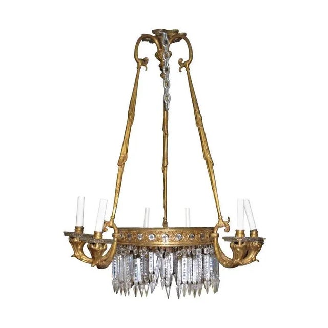 Early 20th Century Antique French Empire Style Bronze Chandelier For Sale - Image 5 of 5