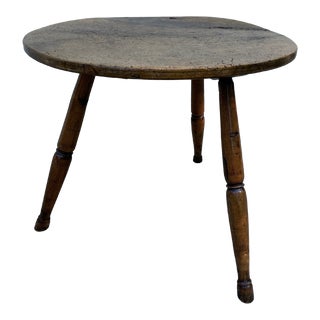 Rare English Sycamore Single Board Cricket Table With Pole Legs Circa 1790 For Sale