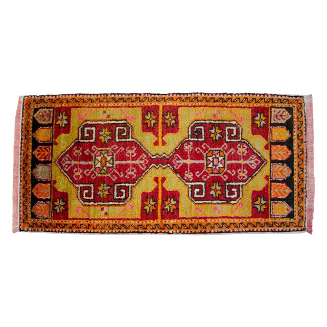 1970s Hand Knotted Small Turkish Rug, Door Mat, Entryway Rug, Bath Mat, Kitchen Decor - 1′8″ × 3′4″ For Sale - Image 6 of 14