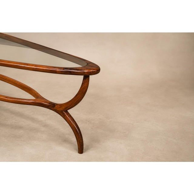 Giuseppe Scapinelli Egg Coffee Table in Caviuna Wood & Glass by Giuseppe Scapinelli, Brazil, 1950s For Sale - Image 4 of 18