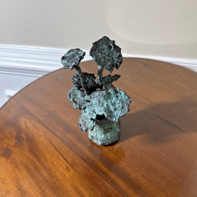 Early 21st Century Bronze Artist Made Brutalist Style Flower Sculpture For Sale - Image 4 of 8