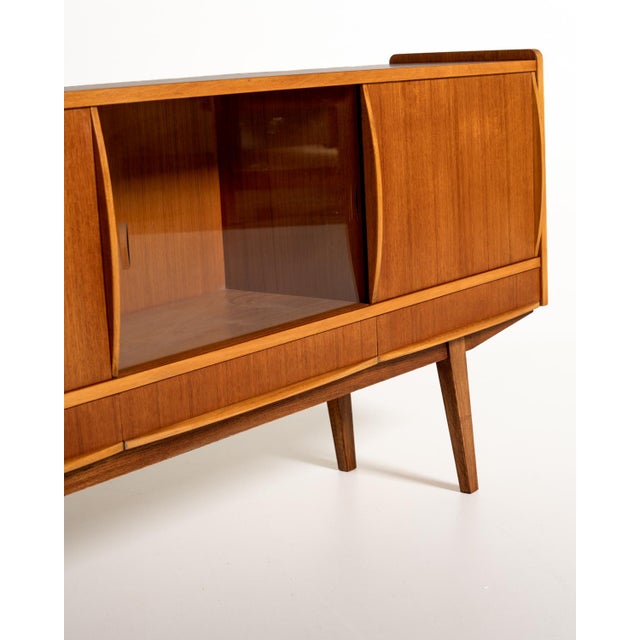 1950s Scandinavian Teak Sideboard with Glass Door, 1950s For Sale - Image 5 of 11