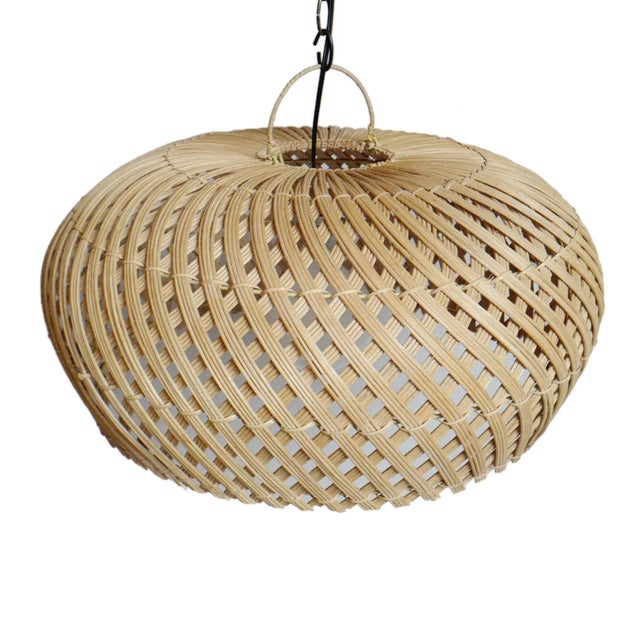Rattan Dome Swirl Pendant Light Medium For Sale In Los Angeles - Image 6 of 9