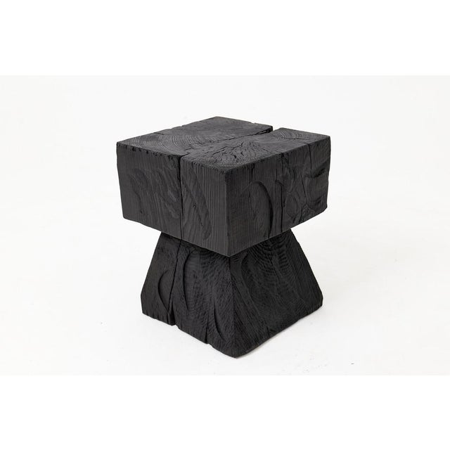 Black Sculptural Hardwood Side Table by Logniture For Sale - Image 8 of 10